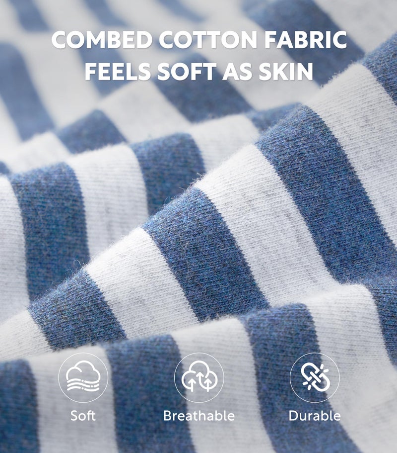 DAVID ARCHY Men's Pajamas Set Soft Cotton Henley Loungewear Pjs Comfy Long Sleeve Sleepwear with Pockets (L, Heather Navy Blue) - Image 2